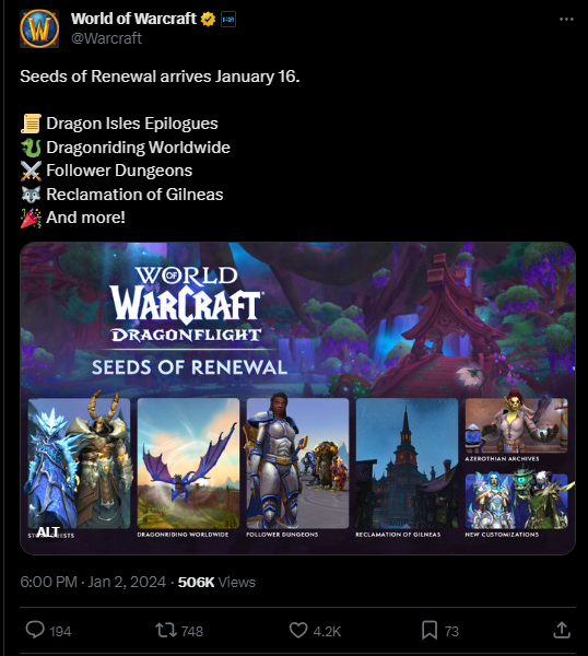World of Warcraft nuevo parche