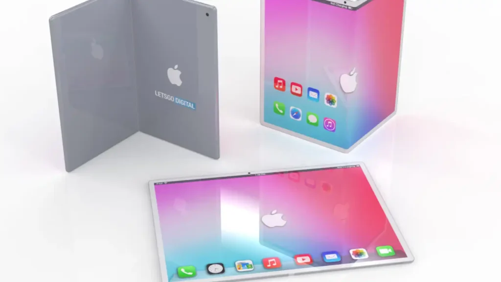 Concepto de diseño que muestra cómo sería un iPad plegable.