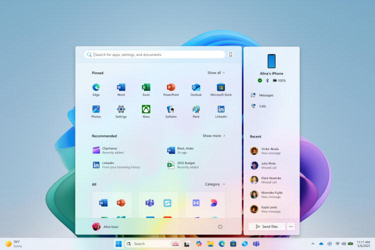 Windows 11 menú de inicio
