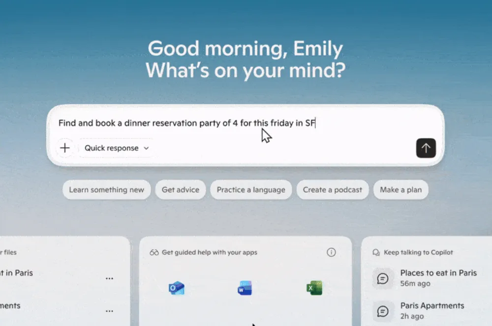 Windows 11 está incorporando funciones agentivas de IA en fase de prueba, como Copilot Actions. Foto Microsoft