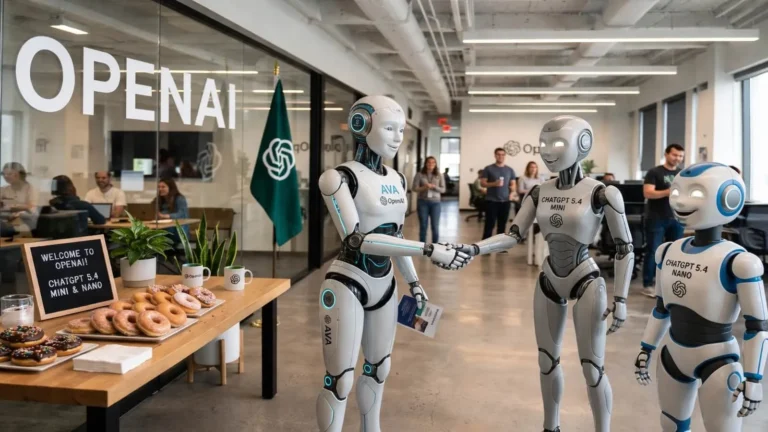 Robots-ChatGPT-bienvenida-oficina-OpenAI